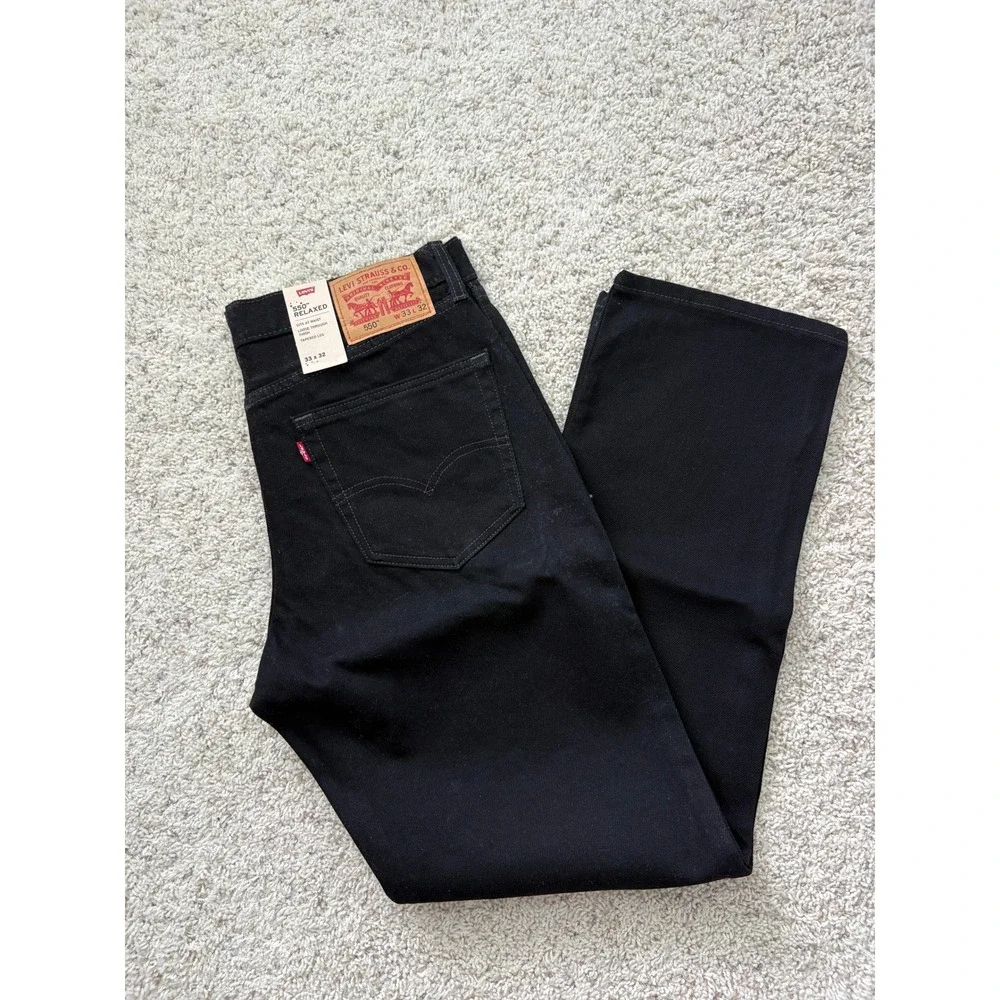 NWT Levi's 550 Relaxed Fit Jeans 33x32 Black Tapered Leg Denim Mens NWT